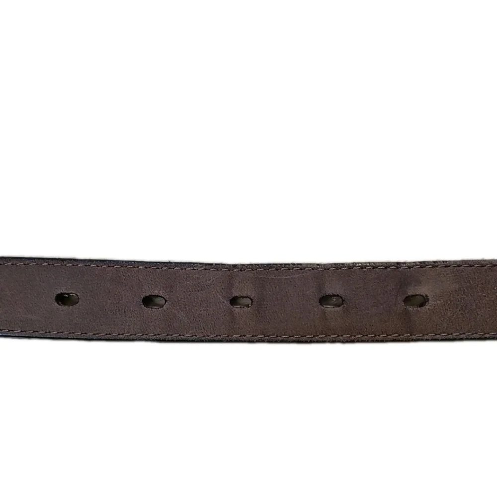 Vtg Nocona 3012044 Western Cut Away Brown Leather Studded Belt Adult Sz 36-40